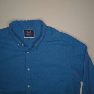 Charles Tyrwhitt Men Long Sleeve Button Up Shirt XL Classic Fit 100% Cotton Blue